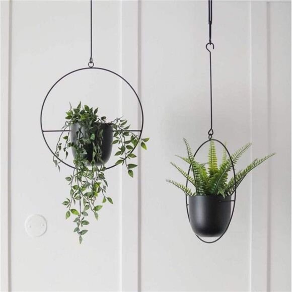 2 Pcs Hanging Planters for Indoor and Outdoor Plants with Hooks and Chains - Picture 2 of 7